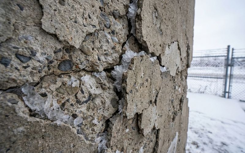 Diagram showing freeze-thaw cycle damage to concrete in Buffalo winters