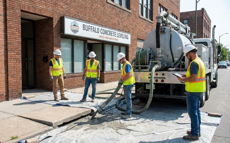 Professional step leveling process using limestone slurry injection