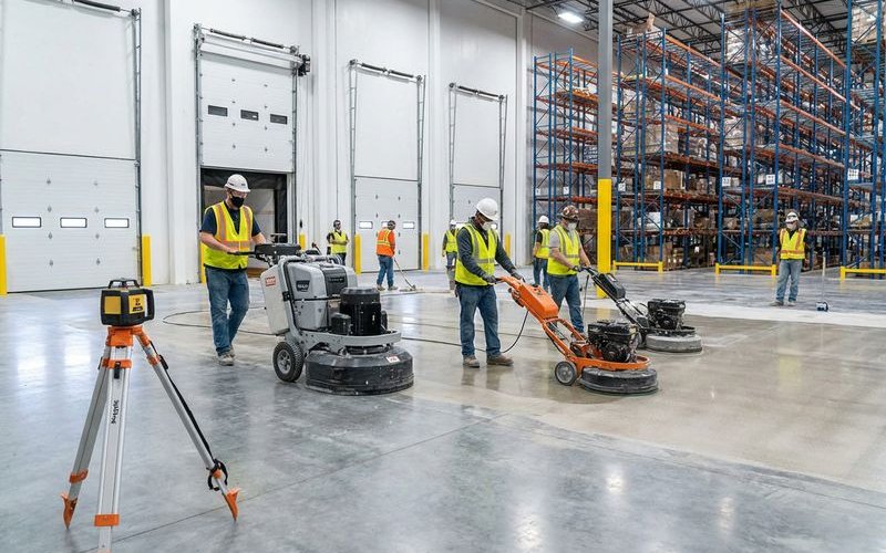 Warehouse floor leveling for industrial commercial concrete repair